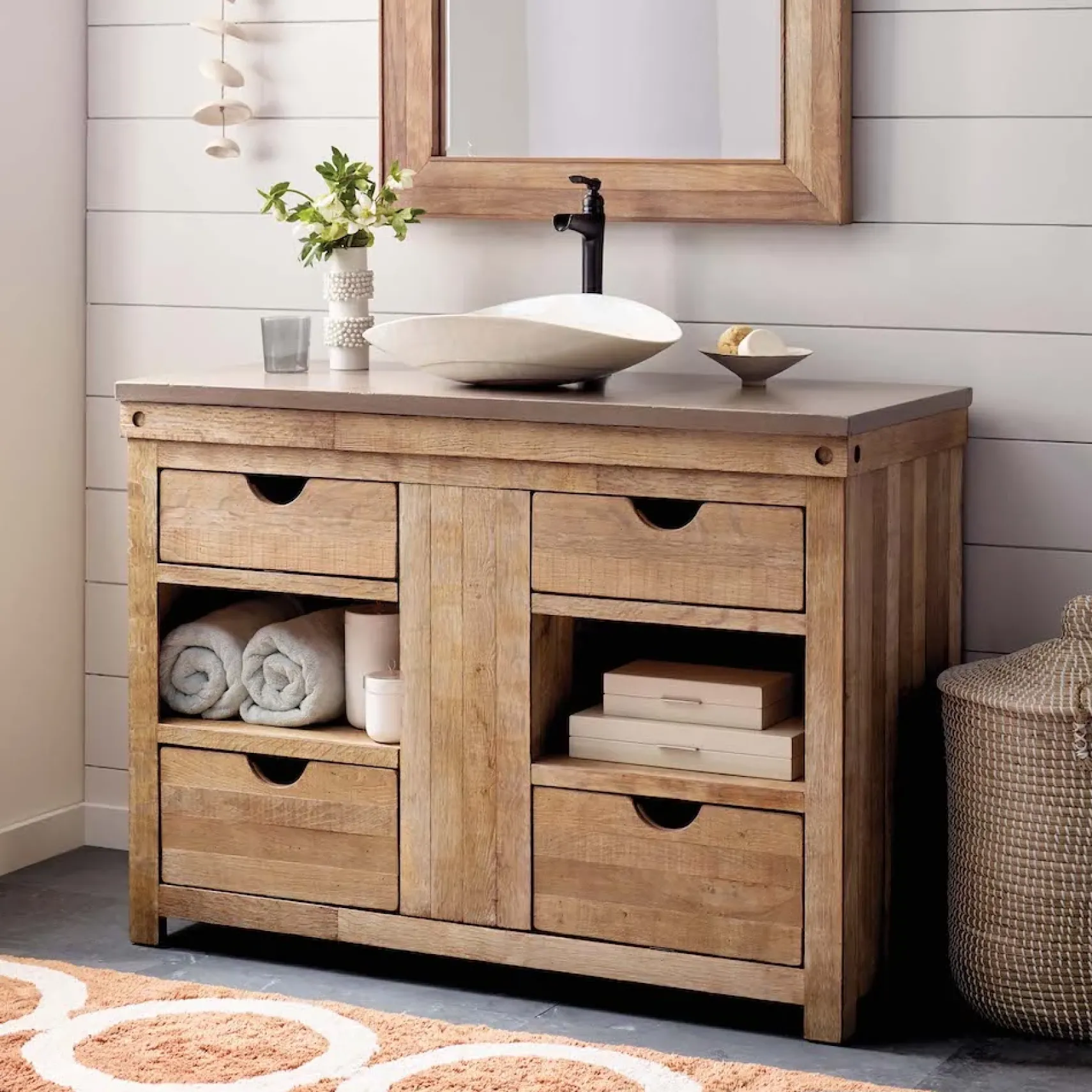 Native Trails 48" Rustic Freestanding Vanity Base in Chardonnay, Vintner's Collection, Reclaimed Oak Wood, VNW481