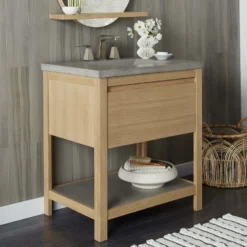 Native Trails 30" Solace Freestanding Vanity Base in Sunrise Oak with Ash Shelf, VNO301-A