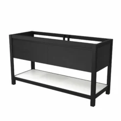 Native Trails 60" Solace Freestanding Reclaimed Wood Vanity Base in Midnight Oak with Pearl Shelf, VNO608-P
