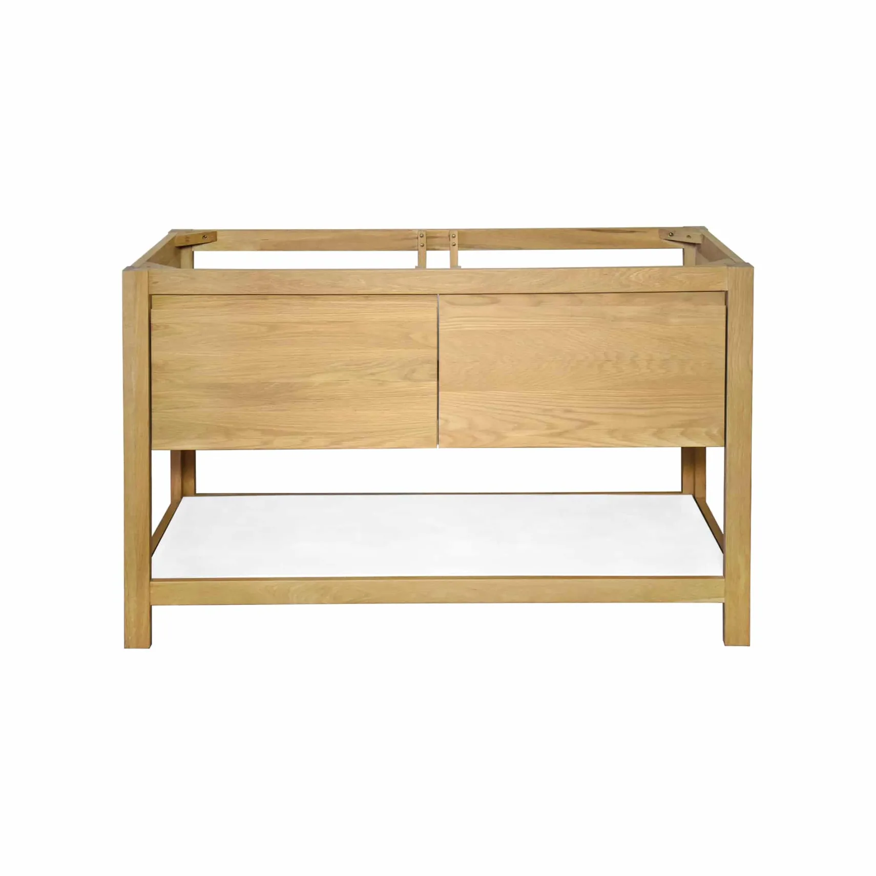 Native Trails 48" Solace Freestanding Vanity Base in Sunrise Oak with Pearl Shelf, VNO481-P