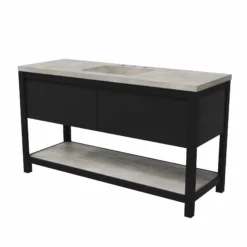 Native Trails 60" Solace Freestanding Reclaimed Wood Vanity Base in Midnight Oak with Ash Shelf, VNO608-A