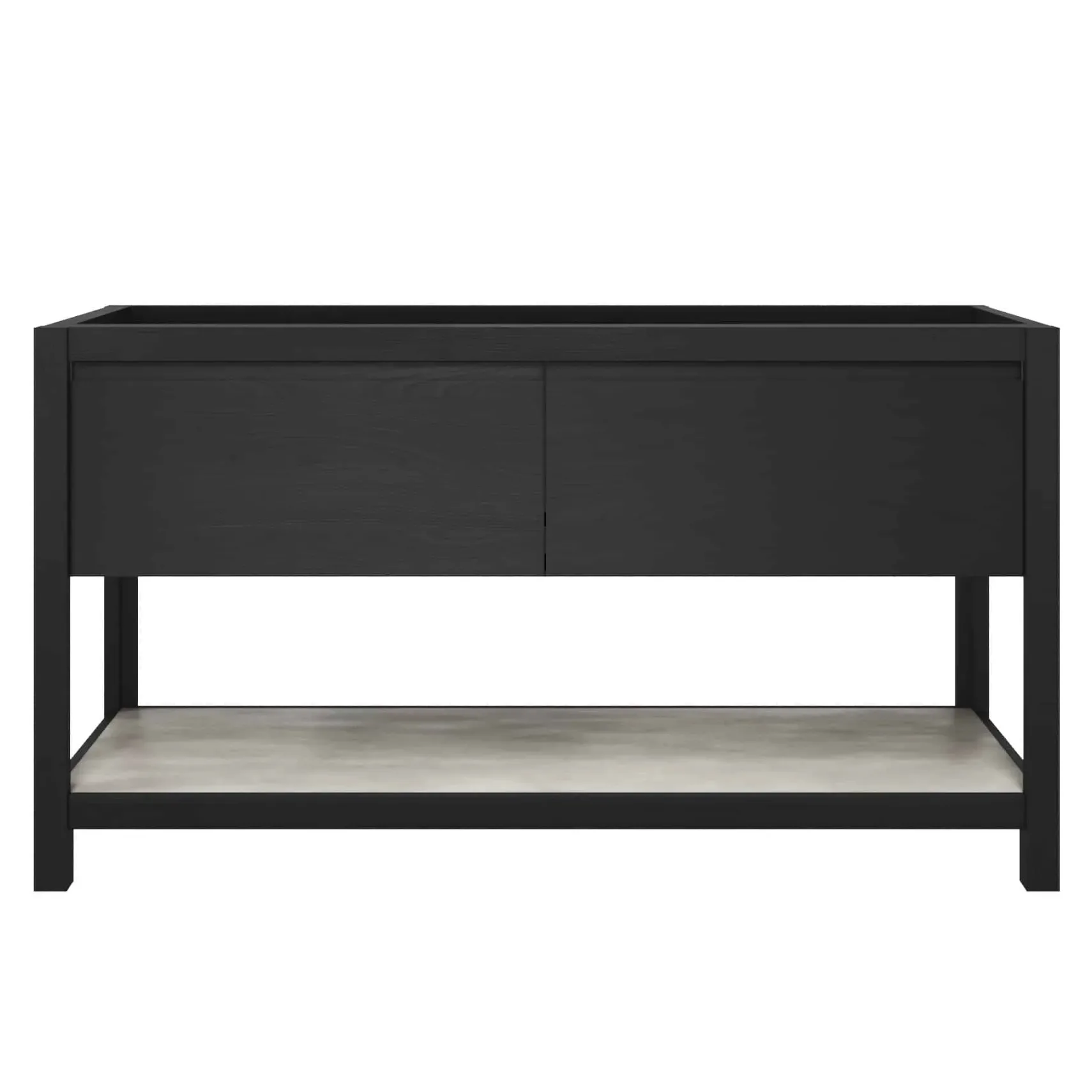 Native Trails 60" Solace Freestanding Reclaimed Wood Vanity Base in Midnight Oak with Ash Shelf, VNO608-A