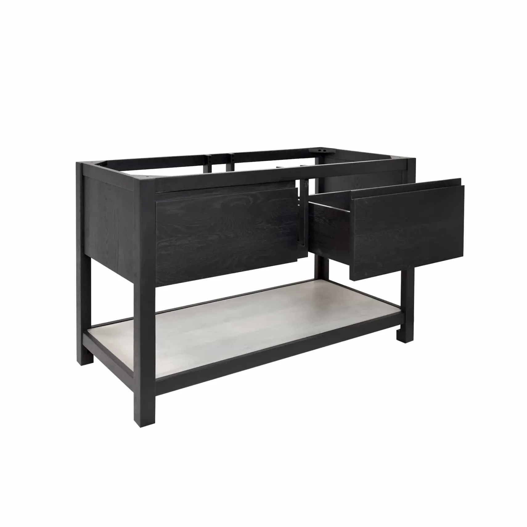 Native Trails 48" Solace Freestanding Vanity Base in Midnight Oak with Ash Shelf, VNO488-A