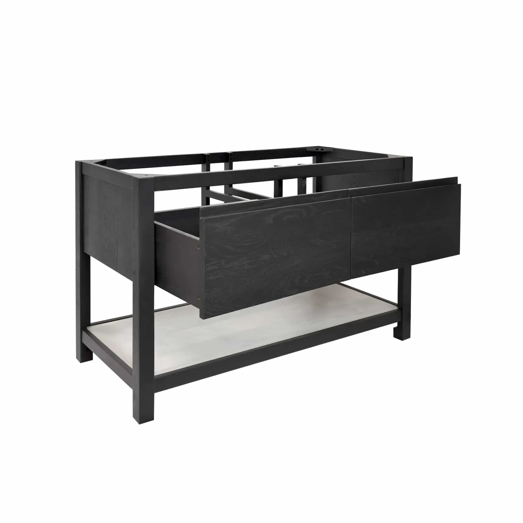 Native Trails 48" Solace Freestanding Vanity Base in Midnight Oak with Ash Shelf, VNO488-A