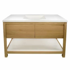 Native Trails 48" Solace Vanity Base in Sunrise Oak with Palomar Vanity Top and Sink, Pearl, VNO481-P-NSVNT48-P