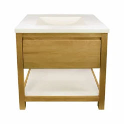 Native Trails 30" Solace Vanity Base in Sunrise Oak with Palomar Vanity Top and Sink, Pearl, VNO301-P-NSVNT30-P