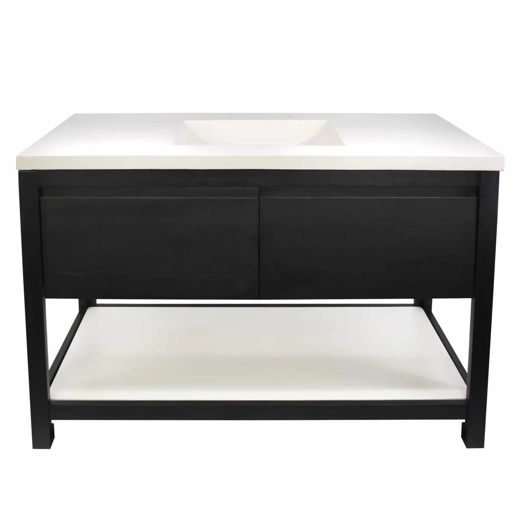 Native Trails 48" Solace Vanity Base in Midnight Oak with Palomar Vanity Top and Sink, Pearl, VNO488-P-NSVNT48-P