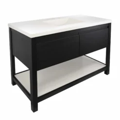 Native Trails 48" Solace Vanity Base in Midnight Oak with Palomar Vanity Top and Sink, Pearl, VNO488-P-NSVNT48-P