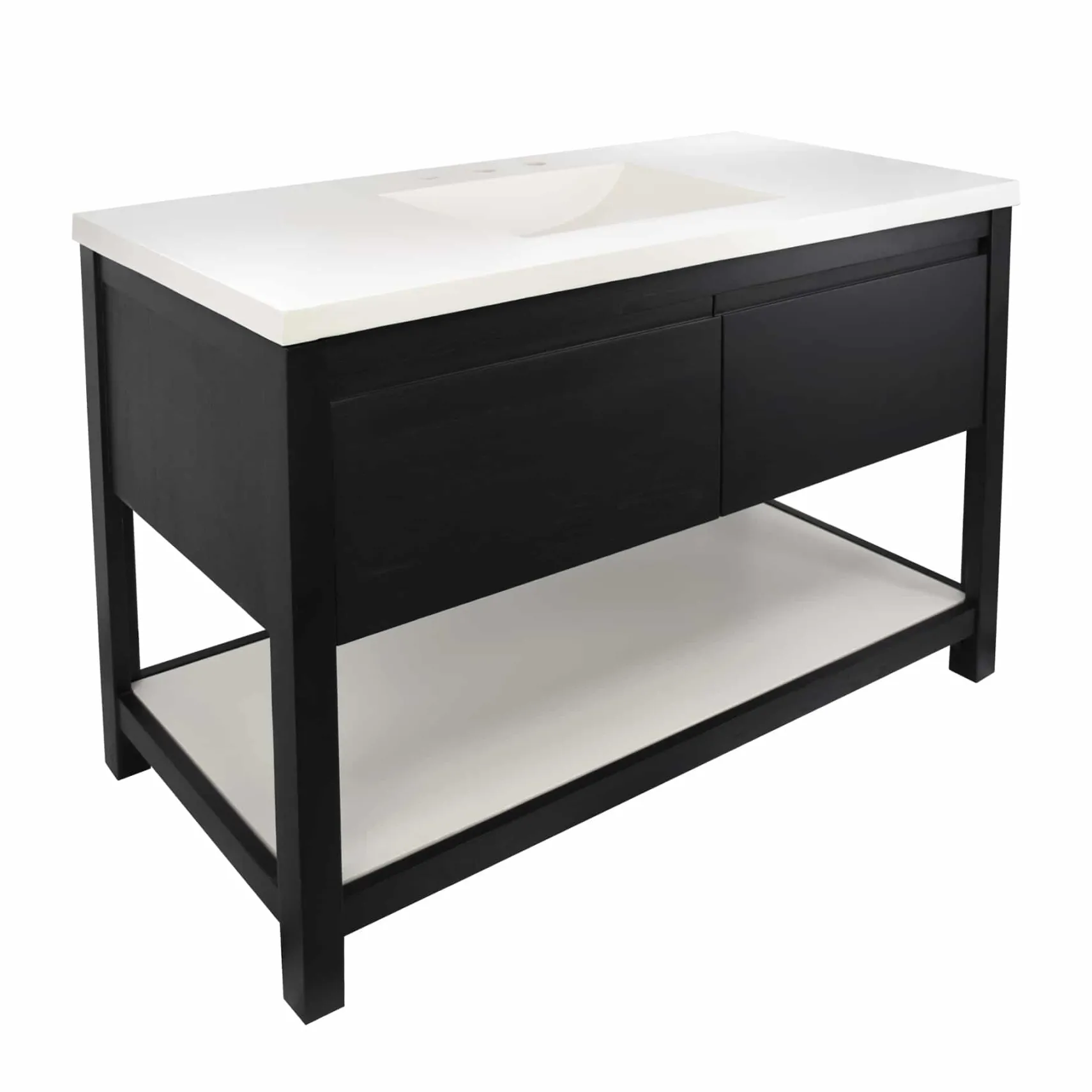 Native Trails 48" Solace Vanity Base in Midnight Oak with Palomar Vanity Top and Sink, Pearl, VNO488-P-NSVNT48-P
