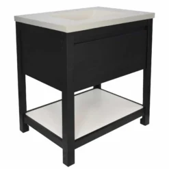 Native Trails 30" Solace Vanity Base in Midnight Oak with Palomar Vanity Top and Sink, Pearl, VNO308-P-NSVNT30-P