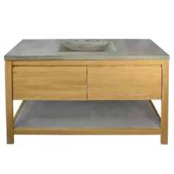 Native Trails 48" Solace Vanity Base in Sunrise Oak with Palomar Vanity Top and Sink, Ash, VNO481-A-NSVNT48-A