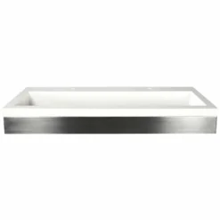 Native Trails 48" Zaca Rectangle Vanity Base with NativeStone Trough Sink in Pearl, VNS48S-NSL4819-P