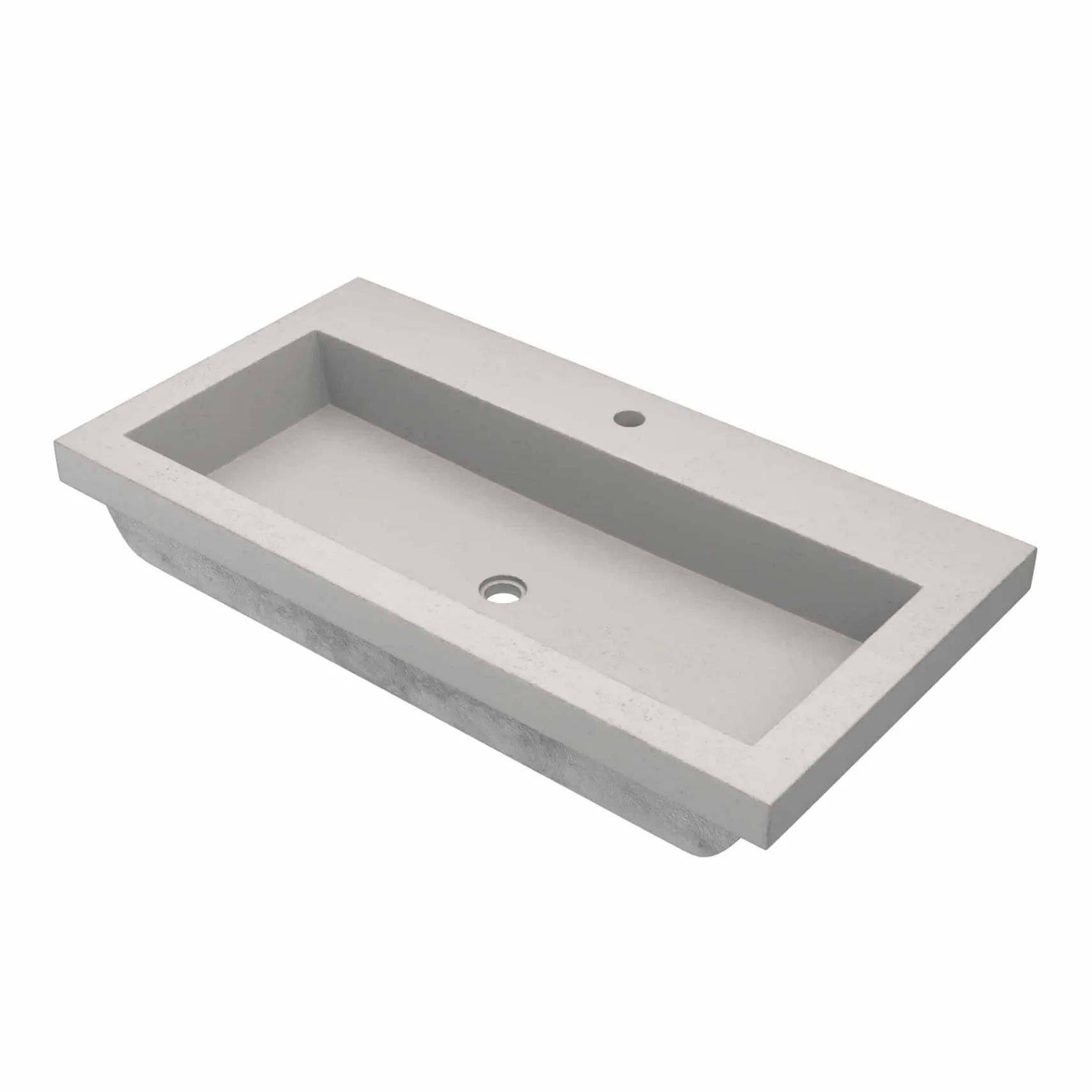 Native Trails 36" Zaca Vanity Base with NativeStone Trough Sink in Ash, VNS36S-NSL3619-A