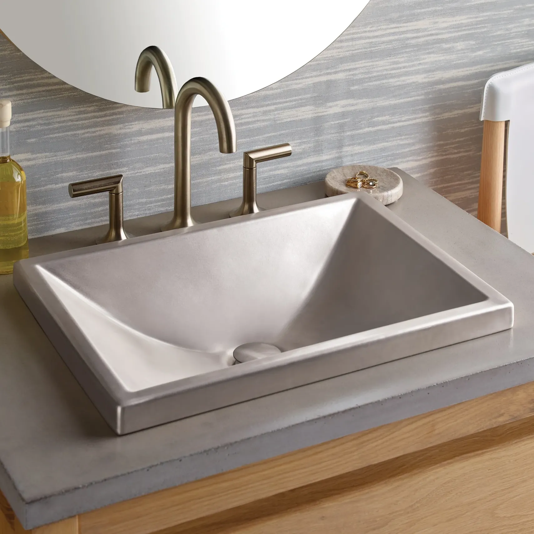 Native Trails Amara 20" x 14" Rectangle Fireclay Bathroom Sink, Silver, PML2014-S