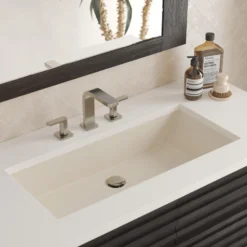 Native Trails Arcata 31" x 15" Rectangle Undermount NativeStone Concrete Bathroom Sink, Sand, NSL3115-D