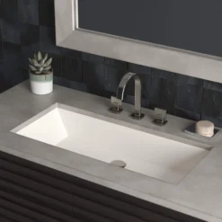 Native Trails Arcata 31" x 15" Rectangle Undermount NativeStone Concrete Bathroom Sink, Pearl, NSL3115-P