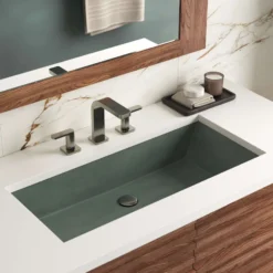 Native Trails Arcata 31" x 15" Rectangle Undermount NativeStone Concrete Bathroom Sink, Forest, NSL3115-F