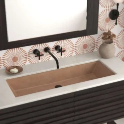 Native Trails Arcata 37" x 15" Rectangle Undermount NativeStone Concrete Bathroom Sink, Terracotta, NSL3715-T