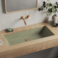 Native Trails Arcata 31" x 15" Rectangle Undermount NativeStone Concrete Bathroom Sink, Sage, NSL3115-G