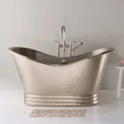 Native Trails Aurora 72" Freestanding Copper Bathtub in Brushed Nickel, CPS905