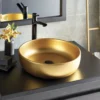 Native Trails Bliss 16" x 16" Round Vessel Fireclay Bathroom Sink, Matte Gold, PML1616-G