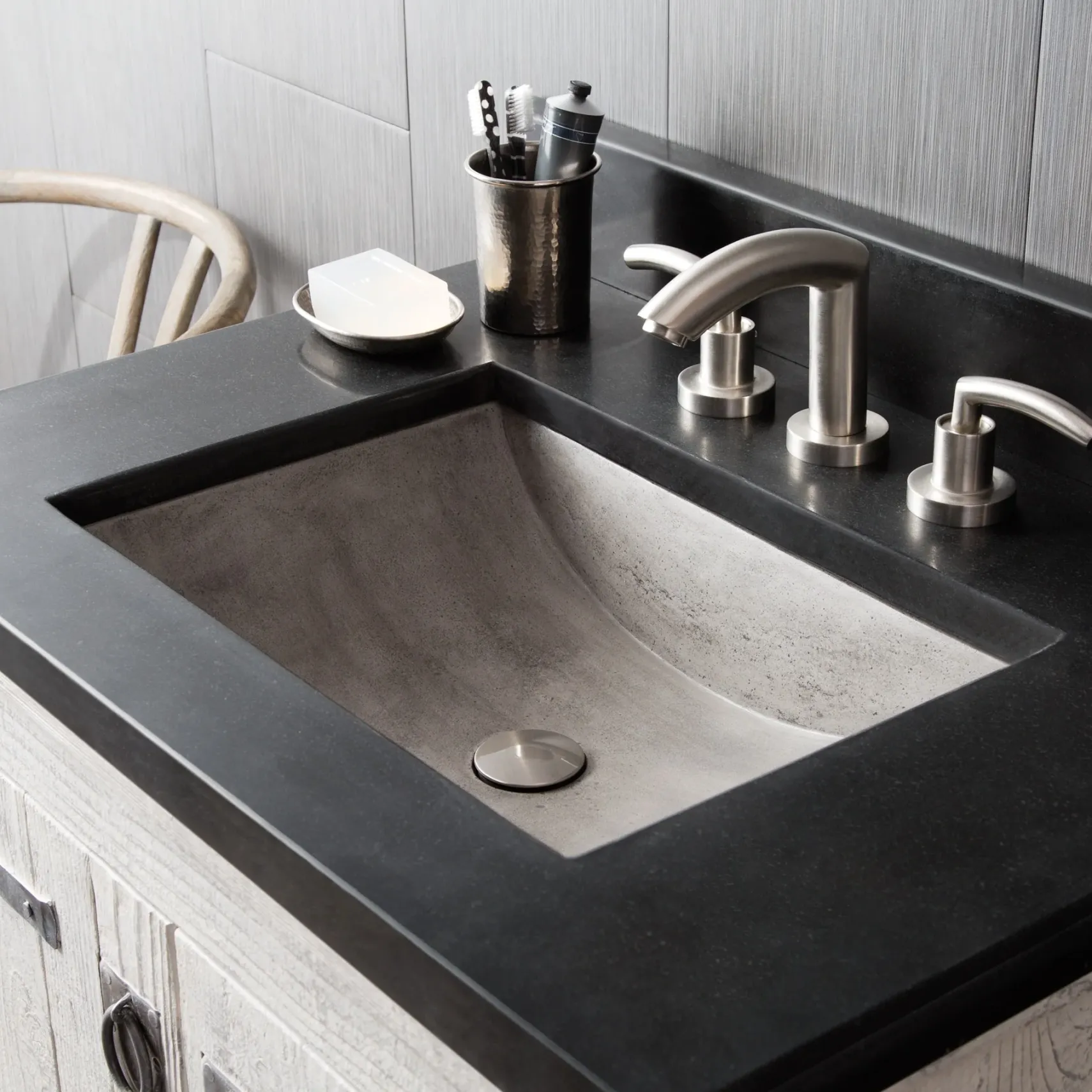 Native Trails Cabrillo 21" Rectangle NativeStone Concrete Bathroom Sink, Ash, NSL2014-A