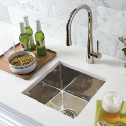 Native Trails Cantina 15" Square Nickel Bar/Prep Sink, Polished Nickel, CPS834-F