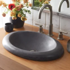Native Trails Cuyama 21" Round NativeStone Concrete Bathroom Sink, Slate, NSL2115-S