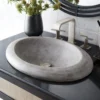 Native Trails Cuyama 21" Round NativeStone Concrete Bathroom Sink, Ash, NSL2115-A