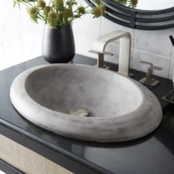 Native Trails Cuyama 21" Round NativeStone Concrete Bathroom Sink, Ash, NSL2115-A