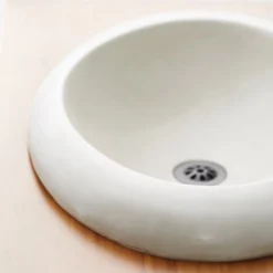 Native Trails Cuyama 21" Round NativeStone Concrete Bathroom Sink, Pearl, NSL2115-P