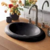 Native Trails Cuyama 21" x 15" Round Drop In NativeStone Concrete ADA Bathroom Sink, Charcoal, NSL2115-C