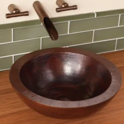 Native Trails Laguna 16" Round Copper Bathroom Sink, Antique Copper, CPS255