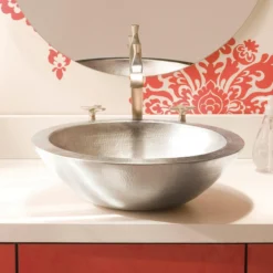 Native Trails Laguna 16" Round Nickel Bathroom Sink, Brushed Nickel, CPS555