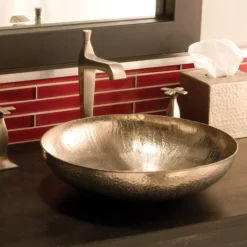 Native Trails Maestro 15" Round Nickel Bathroom Sink, Brushed Nickel, CPS583