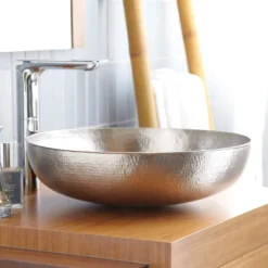 Native Trails Maestro 17" Round Nickel Bathroom Sink, Brushed Nickel, CPS584