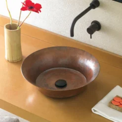Native Trails Maestro 16" Round Copper Bathroom Sink, Tempered Copper, CPS371