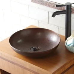 Native Trails Maestro 15" Round Copper Bathroom Sink, Antique Copper, CPS283