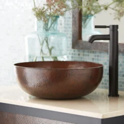 Native Trails Maestro 16" Round Copper Bathroom Sink, Antique Copper, CPS263