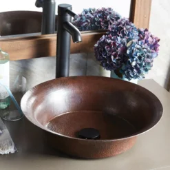 Native Trails Maestro 16" Round Copper Bathroom Sink, Antique Copper, CPS271