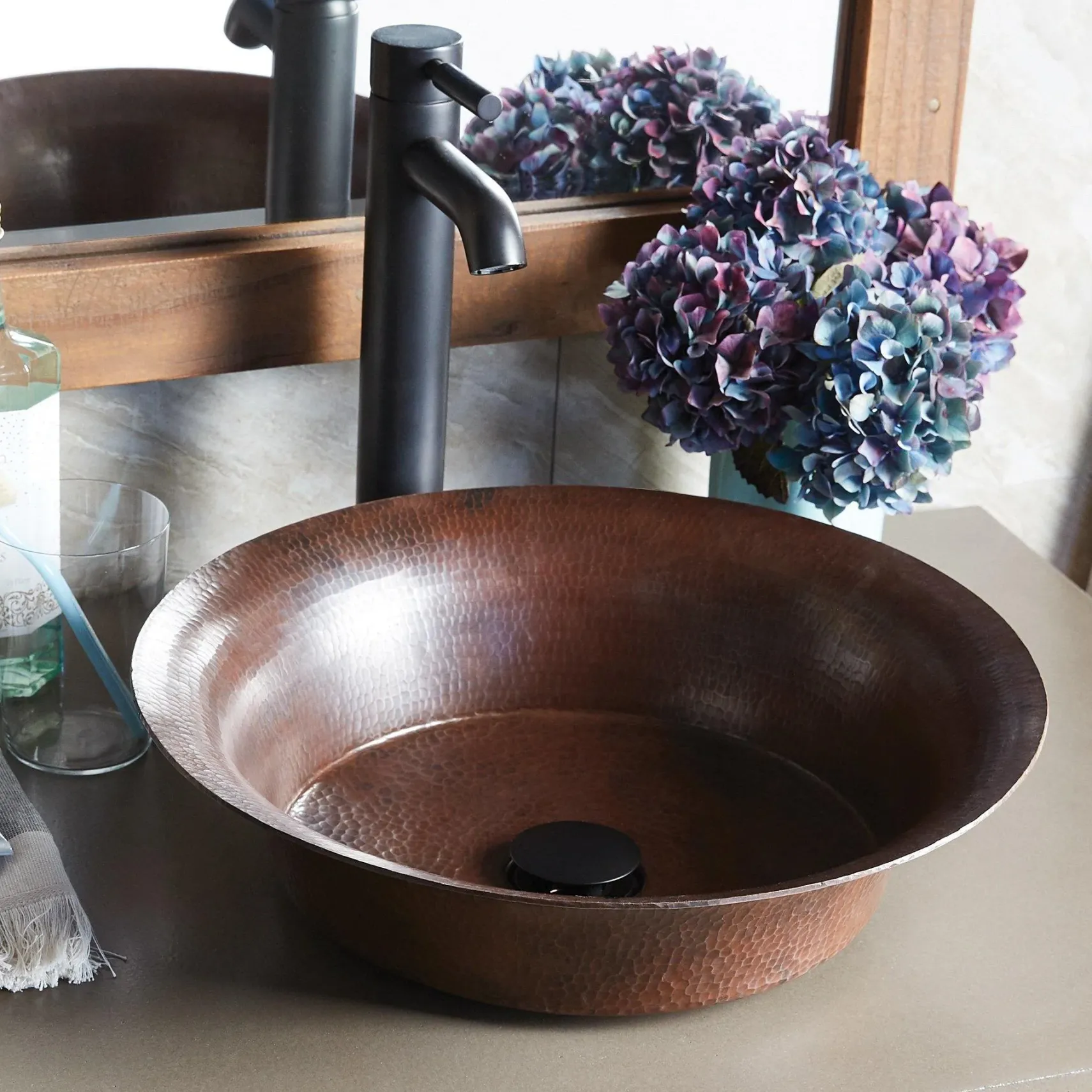 Native Trails Maestro 16" Round Copper Bathroom Sink, Antique Copper, CPS271