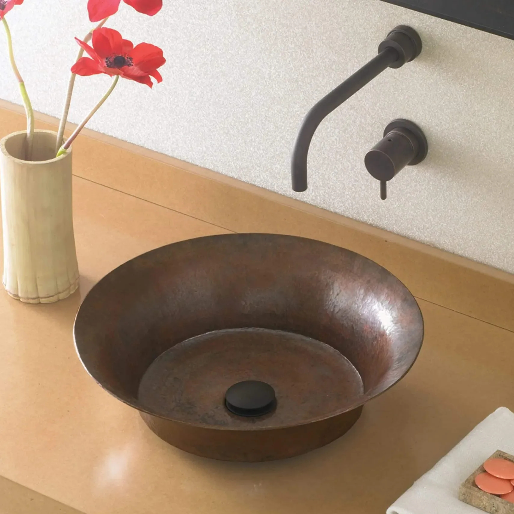 Native Trails Maestro 16" Round Copper Bathroom Sink, Antique Copper, CPS271