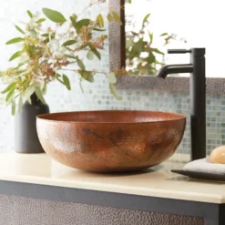 Native Trails Maestro 16" Round Copper Bathroom Sink, Tempered Copper, CPS363