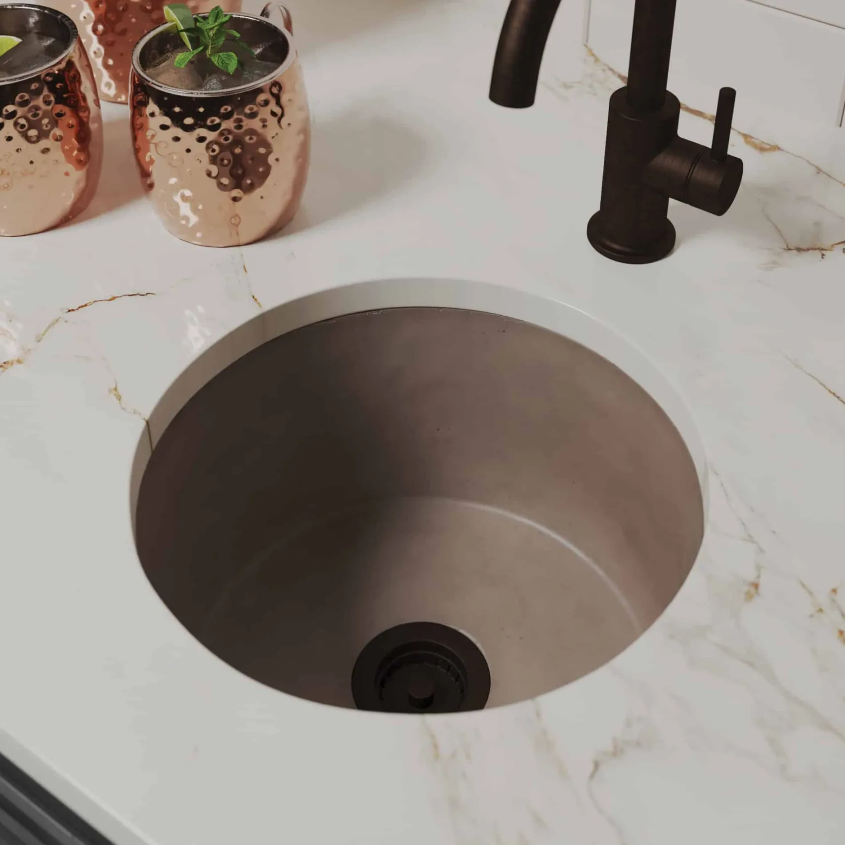 Native Trails Malibu 14" NativeStone Concrete Bar/Prep Sink, Earth, NSB1407-E
