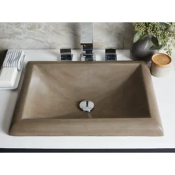 Native Trails Montecito 22" Rectangle NativeStone Concrete Bathroom Sink, Earth, NSL2216-E