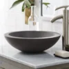 Native Trails Morro 17" Round NativeStone Concrete Bathroom Sink, Slate, NSL1705-S