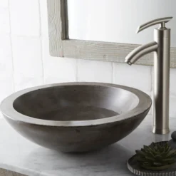 Native Trails Morro 17" Round NativeStone Concrete Bathroom Sink, Ash, NSL1705-A