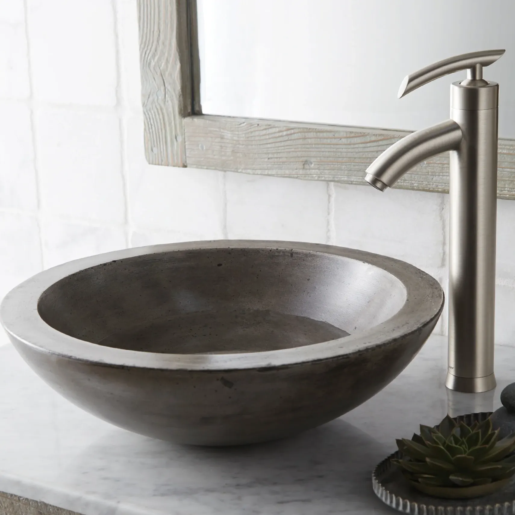 Native Trails Morro 17" Round NativeStone Concrete Bathroom Sink, Ash, NSL1705-A