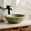 Native Trails Morro 17" Round Vessel NativeStone Concrete Bathroom Sink, Sage, NSL1705-G