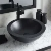 Native Trails Morro 17" Round NativeStone Concrete Bathroom Sink, Charcoal, NSL1705-C